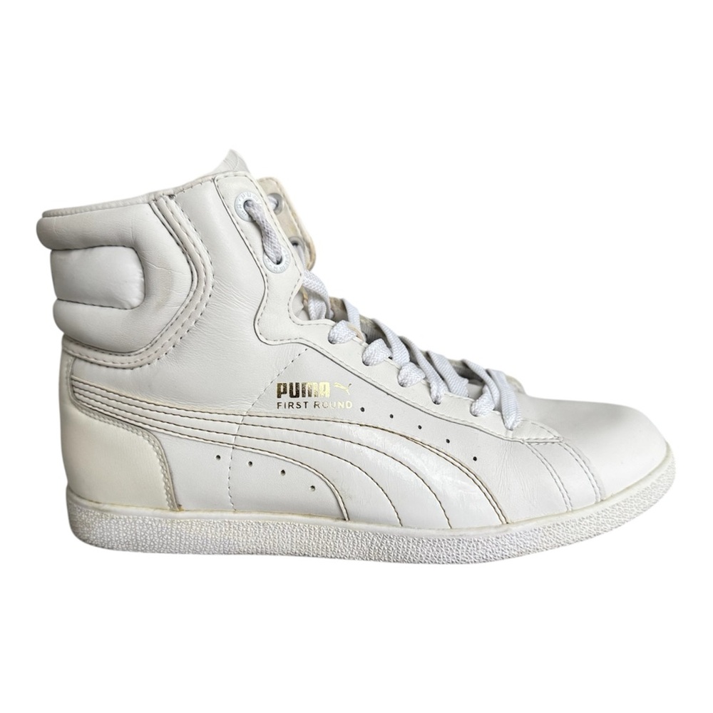 Puma Women’s First Round High Top Sneakers White Gold Size 7.5